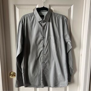 Giorgio Armani Le Collezioni Mens Gray Button-Up Shirt ,Size L / 16